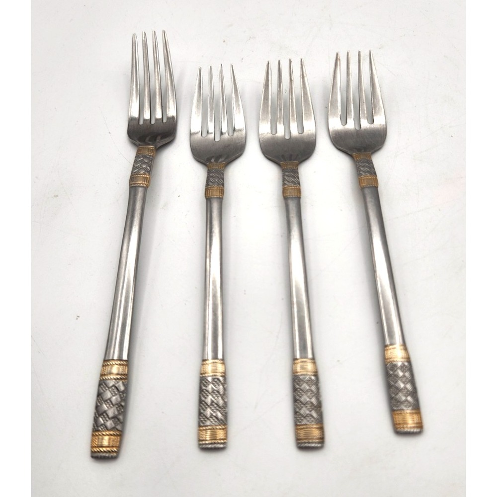 Wallace Golden Corsica Salad Forks Set Of 3 Stainless + 1 Dinner Fork Flatware